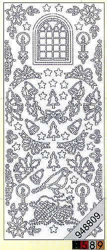 1 Stickers - 10 x 23 cm 0953 - ...Kerze - gold,  Farbe - gold,  Art - Stickers normal,  Jahreszeit - Weihnachten,  0953 - Glocken,  Girlande,  Baum,  Vogel,  Kerzen,  Zapfen