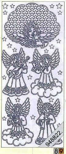 1 Stickers - 10 x 23 cm 0971 - Engel - silber, Motiv - Engel,  Farbe - silber,  Art - Stickers normal,  Jahreszeit - Weihnachten,  0971 - Engel