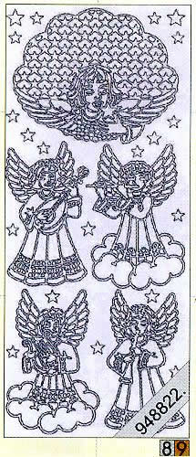1 Stickers - 10 x 23 cm 971 - Engel - gold, Motiv - Engel,  Farbe - gold,  Art - Stickers normal,  Jahreszeit - Weihnachten,  971 - Engel