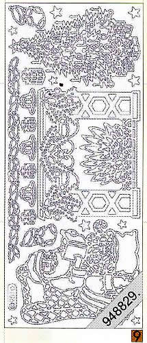 1 Stickers - 10 x 23 cm 0951 - Kamin - gold,  Motiv - Weihnachtsmänner,  Farbe - gold,  Art - Stickers normal,  Jahreszeit - Weihnachten,  0951 - Kamin