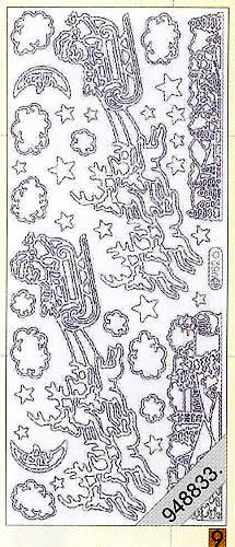 1 Stickers - 10 x 23 cm 952 - Schlitten - gold, Motiv - Weihnachtsmänner,  Farbe - gold,  Art - Stickers normal,  Jahreszeit - Winter,  952 - Schlitten