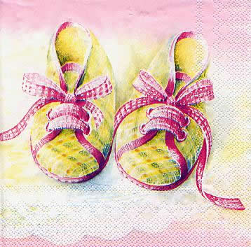 20 Servietten - 33 x 33 cm BABY SHOES rose                         ,  Ereignisse - Geburt,  Menschen - Babys,  Everyday,  lunchservietten