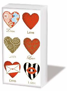 10 bedruckte Taschentücher LOVE,  Sonstiges,  Ereignisse,  Everyday,  bedruckte papiertaschentücher,  Liebe,  Herzen