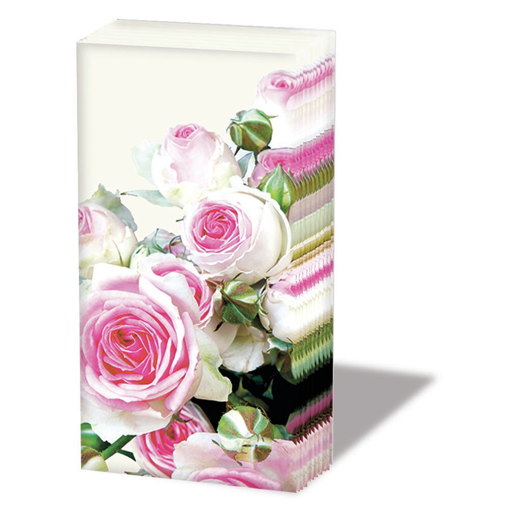 10 bedruckte Taschentücher MAXIMA CREAM,  Blumen,  Sommer,  bedruckte papiertaschentücher,  Rosen