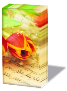 10 bedruckte Taschentücher MUSICAL FLOWERS,  Sonstiges,  Blumen,  Frühjahr,  bedruckte papiertaschentücher,  Tulpen,  Notenblatt