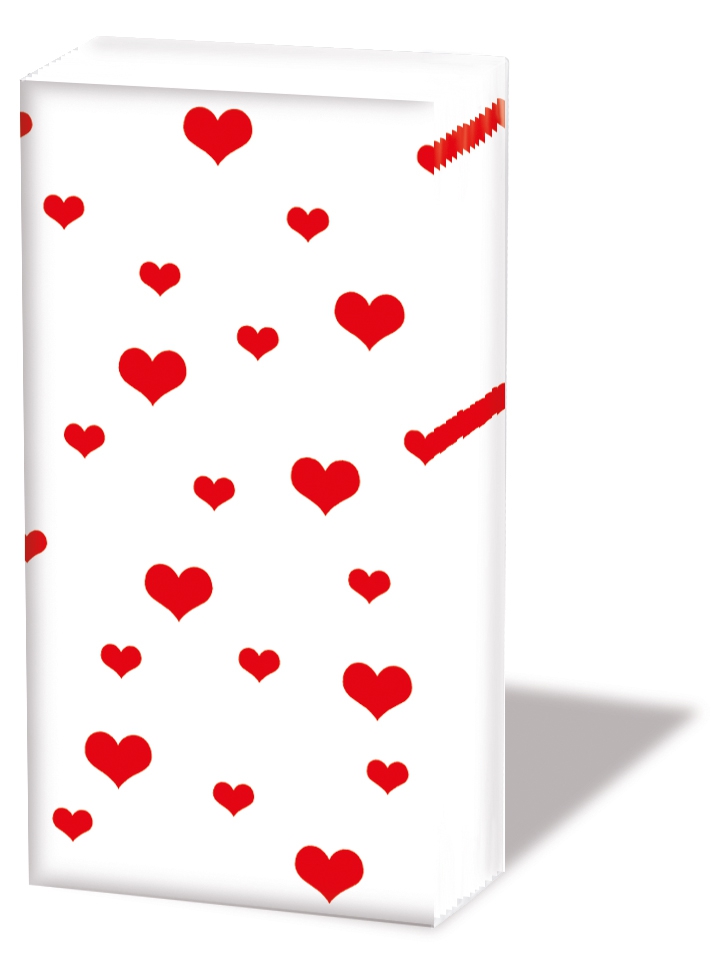 10 printed handkerchiefs LOTS OF HEARTS RED,  Everyday,  handkerchiefs