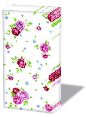 10 bedruckte Taschentücher ROSALIE WHITE,  Blumen,  Sommer,  bedruckte papiertaschentücher