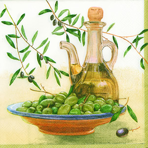 20 Servietten - 25 x 25 cm OLIVE OIL,  cocktail servietten