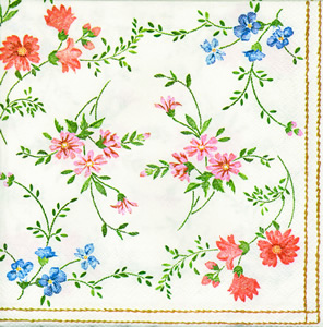 20 napkins - 25 x 25 cm EMBROIDERY CREME,  Flowers - other,  Spring,  cocktail napkins