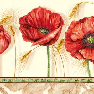 20 Servietten - 25 x 25 cm CORN POPPY CREAM,  Blumen - Mohn,  Sommer,  cocktail servietten,  Getreide