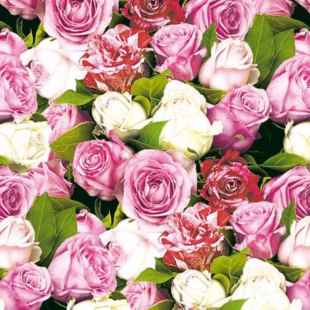20 Servietten - 25 x 25 cm ROSES ALL OVER, Sonstiges -  Sonstiges,  Blumen - Rosen,  Blumen -  Sonstige,  Sommer,  cocktail servietten,  Rosenstrauß