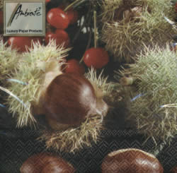 20 Servietten - 25 x 25 cm CHESTNUT,  Früchte - Kastanien,  Herbst,  cocktail servietten