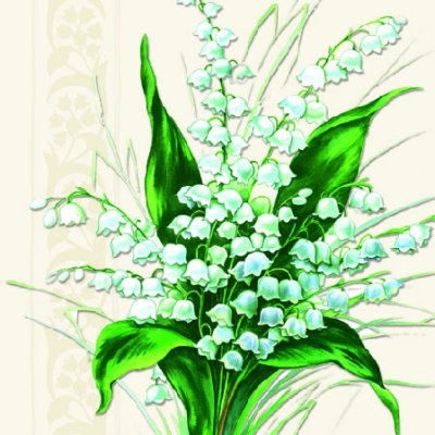 20 Servietten - 25 x 25 cm SWEET WHITE BELLS,  Blumen,  Frühjahr,  cocktail servietten,  Maiglöckchen