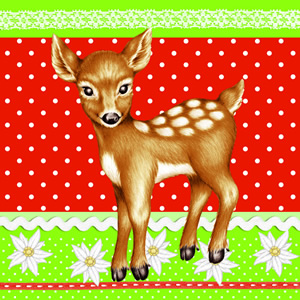 20 Servietten - 25 x 25 cm REE RED,  Tiere - Reh / Hirsch,  Blumen,  Sommer,  cocktail servietten,  Edelweiß,  Kitz
