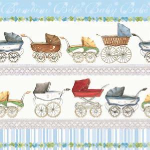 20 Servietten - 25 x 25 cm BAMBINO BLUE,  Ereignisse - Geburt,  Everyday,  cocktail servietten,  Kinderwagen