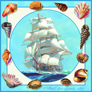 20 Servietten - 25 x 25 cm CLIPPER SHIP,  Regionen - Strand / Meer - Schiffe,  Regionen - Strand / Meer - Muscheln,  Sommer,  cocktail servietten