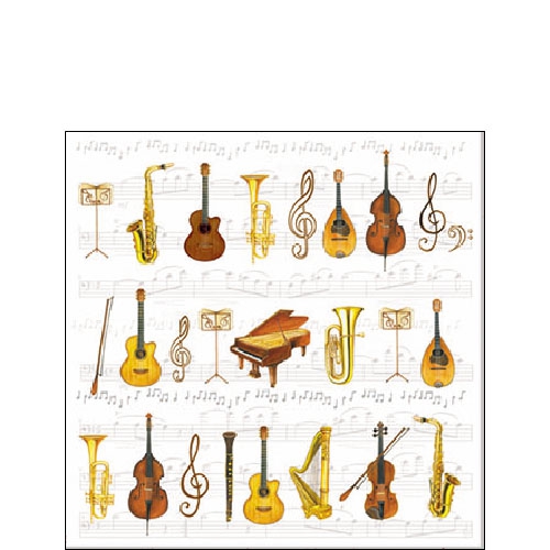 20 Servietten - 25 x 25 cm ORCHESTRA,  Sonstiges - Musik,  Everyday,  cocktail servietten,  Geige,  Gitarre,  Cello,  Trompete