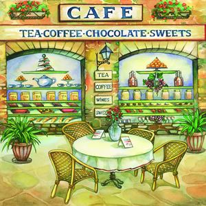 20 Servietten - 25 x 25 cm CAFE,  Regionen - Mediteran,  Sonstiges - Schriften,  Getränke Kaffee / Tee,  Sommer,  cocktail servietten