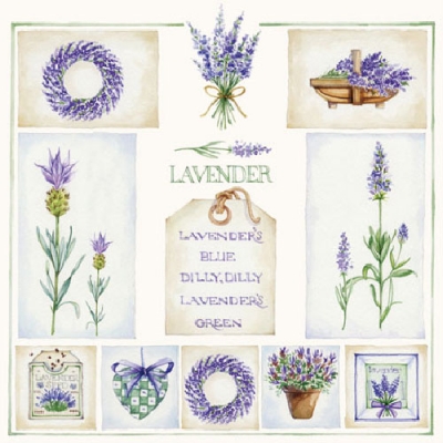 20 Servietten - 25 x 25 cm ,  Sonstiges - Schriften,  Blumen - Lavendel,  Sommer,  cocktail servietten