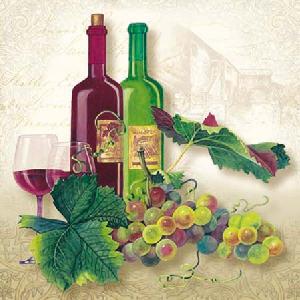 20 Servietten - 25 x 25 cm WINE AND GRAPES,  Getränke - Wein / Sekt,  Früchte - Weintrauben,  Sommer,  cocktail servietten