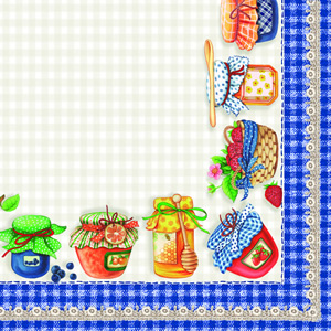 20 Servietten - 25 x 25 cm BREAKFAST BLUE,  Früchte,  Essen,  Sommer,  cocktail servietten,  Marmelade