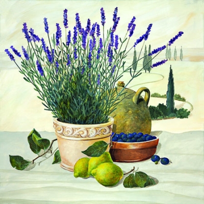 20 Servietten - 25 x 25 cm TUSCANY STILL LIFE,  Blumen - Lavendel,  Sommer,  cocktail servietten
