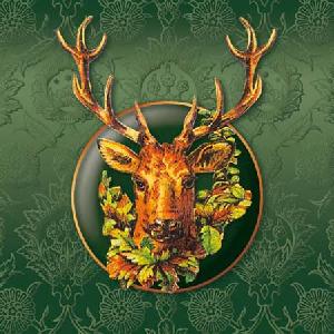 20 Servietten - 25 x 25 cm DEER GREEN,  Tiere - Reh / Hirsch,  Herbst,  cocktail servietten