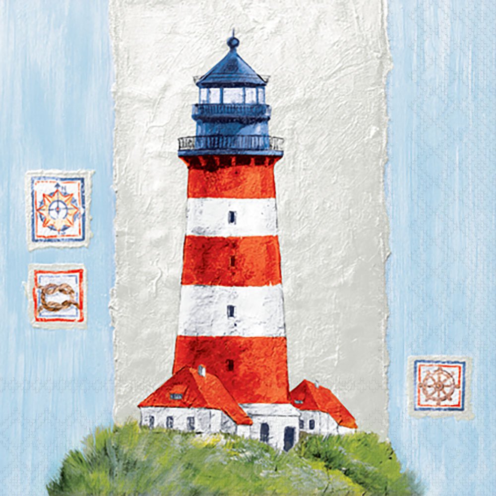 20 Servietten - 25 x 25 cm ,  Regionen - Strand / Meer - Leuchttürme,  Sommer,  cocktail servietten