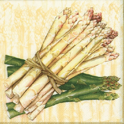 20 Servietten - 33 x 33 cm BOUND ASPARAGUS CR., Essen -  Sonstiges,  Essen,  Gemüse - Spargel,  Sommer,  Frühjahr,  lunchservietten,  Weißer und Grüner Spargel