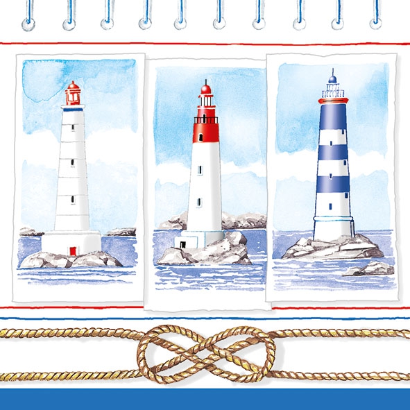20 Servietten - 33 x 33 cm  LIGHTHOUSES,  Regionen - Strand / Meer - Leuchttürme,  Sommer,  lunchservietten,  Lighthouses,  leuchtturm