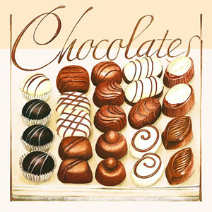 20 Servietten - 33 x 33 cm CHOCOLATES CREAM,  Ereignisse -  Sonstige,  Sonstiges -  Sonstiges,  Essen - Pralinen / Schokolade,  Everyday,  lunchservietten,  Süßigkeiten,  Pralienen