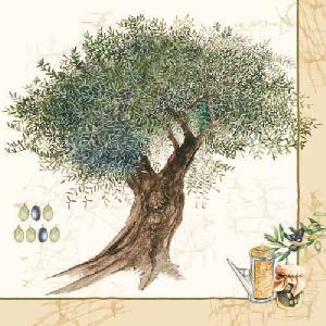 20 Servietten - 33 x 33 cm OLIVE TREE CREAM,  Früchte - Oliven,  Regionen - Mediteran,  Everyday,  lunchservietten,  Olive tree - cream
