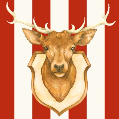 20 Servietten - 33 x 33 cm STAG RED,  Tiere - Reh / Hirsch,  Everyday,  lunchservietten