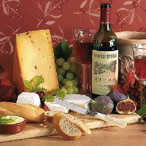 20 Servietten - 33 x 33 cm NICE EVENING,  Essen - Brot / Brötchen,  Essen - Käse,  Getränke - Wein / Sekt,  Herbst,  lunchservietten