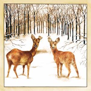 20 Servietten - 33 x 33 cm FOREST,  Regionen - Wald / Wiesen,  Winter - Schnee,  Tiere - Reh / Hirsch,  Winter,  lunchservietten
