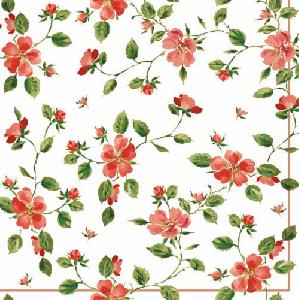 20 Servietten - 33 x 33 cm EMILY RED,  Blumen - Rosen,  Sommer,  lunchservietten
