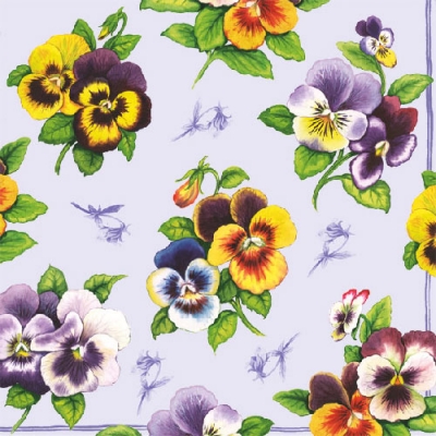 20 Servietten - 33 x 33 cm PANSY LILA,  Blumen - Stiefmütterchen,  Frühjahr,  lunchservietten