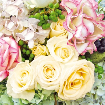 20 Servietten - 33 x 33 cm SUMMER ROSE,  Blumen - Rosen,  Sommer,  lunchservietten