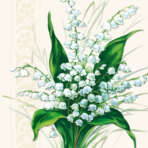 20 Servietten - 33 x 33 cm SWEET WHITE BELLS,  Blumen -  Sonstige,  Frühjahr,  lunchservietten,  Maiglöckchen