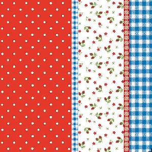 20 Servietten - 33 x 33 cm LILLY RED/BLUE,  Sonstiges - Muster,  Blumen - Rosen,  Sommer,  lunchservietten
