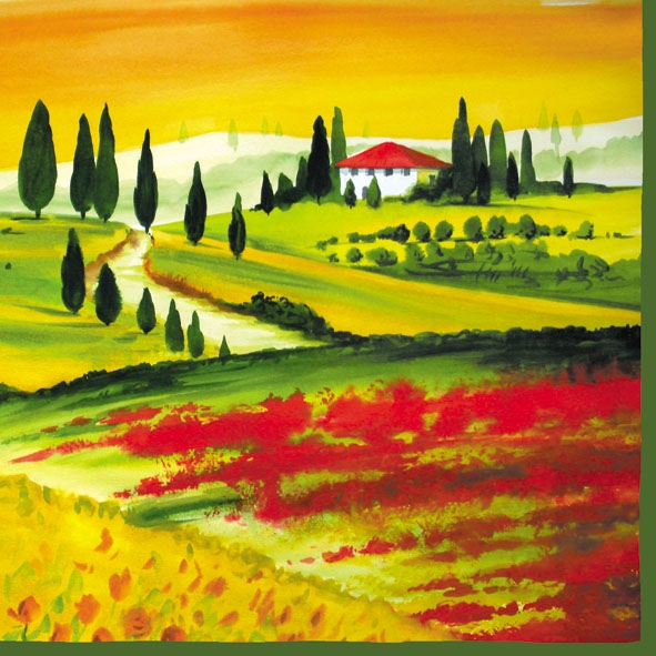 20 Servietten - 33 x 33 cm TOSCANA,  Regionen - Mediteran,  Sommer,  lunchservietten
