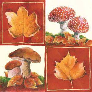 20 Servietten - 33 x 33 cm AUTUMN,  Herbst - Blätter / Laub,  Früchte - Pilze,  Herbst,  lunchservietten