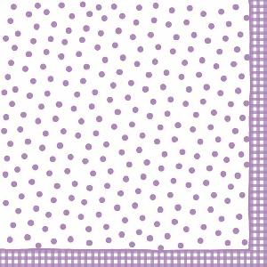 20 Servietten - 33 x 33 cm DOTS WITH VICHYBORDER LILA,  Sonstiges - Muster,  Everyday,  lunchservietten