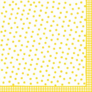 20 Servietten - 33 x 33 cm DOTS WITH VICHYBORDER YELLOW,  Sonstiges - Muster,  Everyday,  lunchservietten