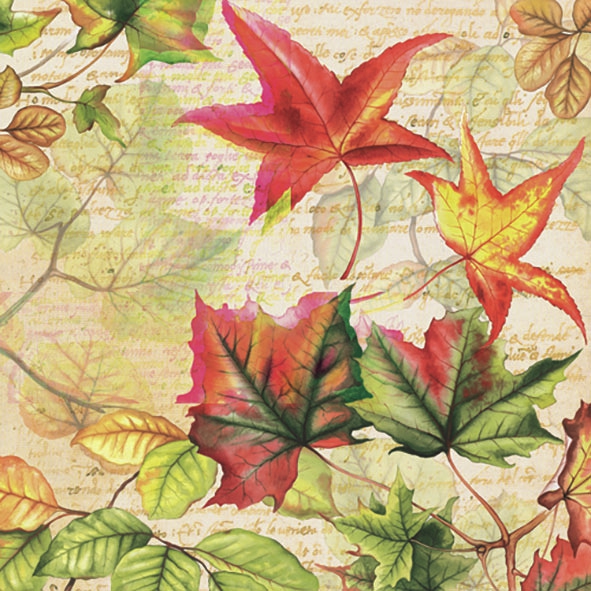 20 Servietten - 33 x 33 cm AUTUMN TIME,  Herbst - Blätter / Laub,  Herbst,  lunchservietten