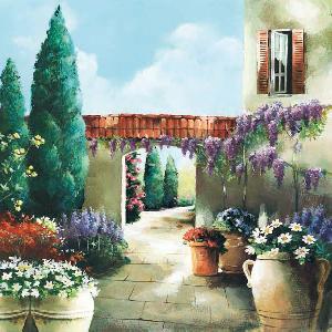 20 Servietten - 33 x 33 cm FLOWERING TERRACE,  Pflanzen,  Blumen - Magariten,  Sommer,  lunchservietten,  Koniferen,  Wacholder