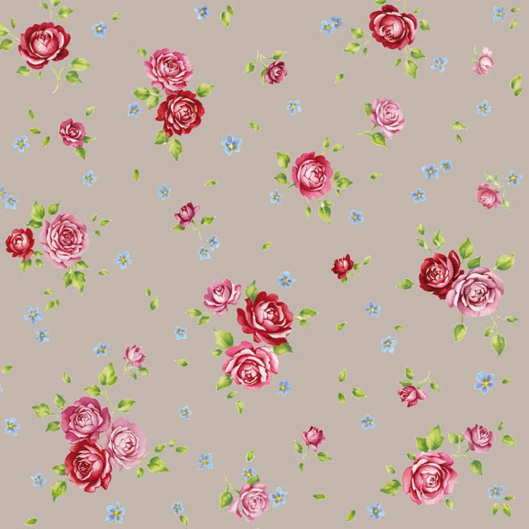 20 Servietten - 33 x 33 cm ROSALIE TAUPE,  Blumen - Rosen,  Sommer,  lunchservietten