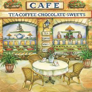 20 Servietten - 33 x 33 cm CAFE,  Regionen - Mediteran,  Sonstiges - Schriften,  Getränke Kaffee / Tee,  Sommer,  lunchservietten