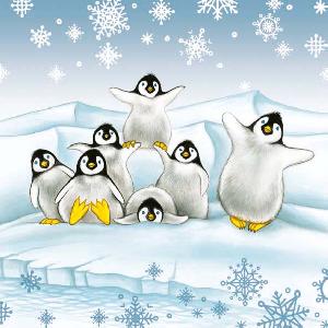 20 Servietten - 33 x 33 cm PENQUINS,  Winter - Schnee,  Winter - Kristalle / Flocken,  Tiere - Pinguine,  Winter,  lunchservietten