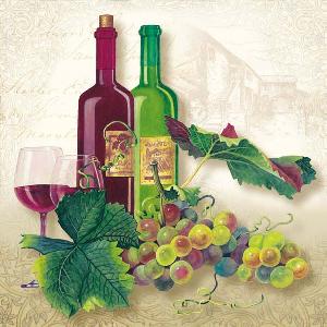 20 Servietten - 33 x 33 cm WINE AND GRAPES,  Früchte - Weintrauben,  Getränke - Wein / Sekt,  Sommer,  lunchservietten